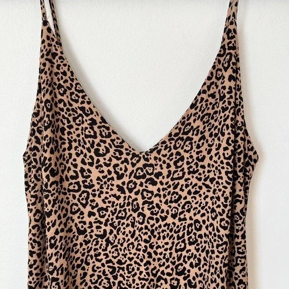Reformation Marlowe Leopard Print Mini Dress V-Neck Side Slit - Picture 6 of 16